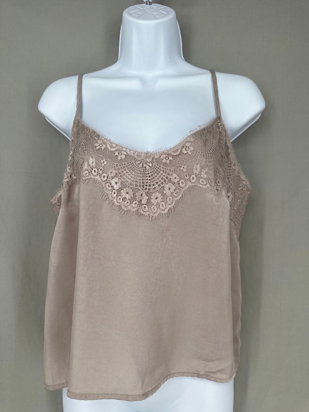 Grade Gather Top Womens Large Gray Lace Cami Satin Boxy Capsule Y2K Grunge Boho